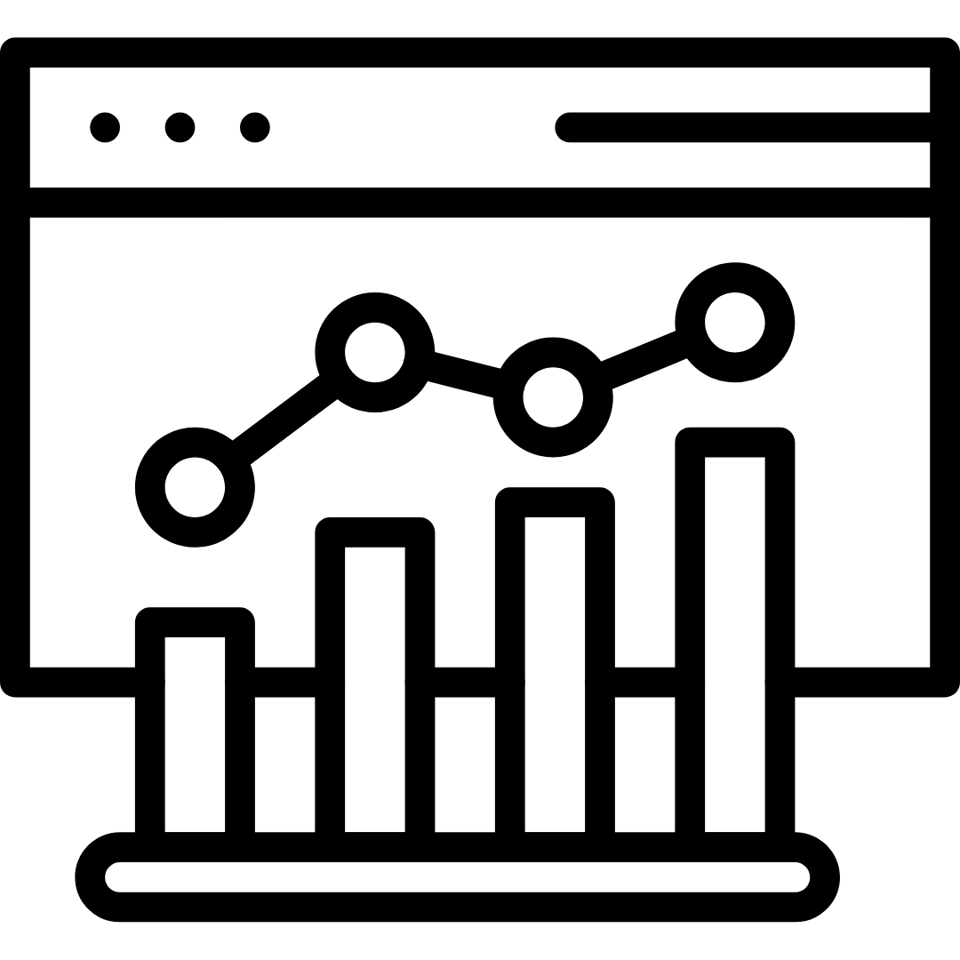 Icon of a bar chart and line graph representing business growth and analytics