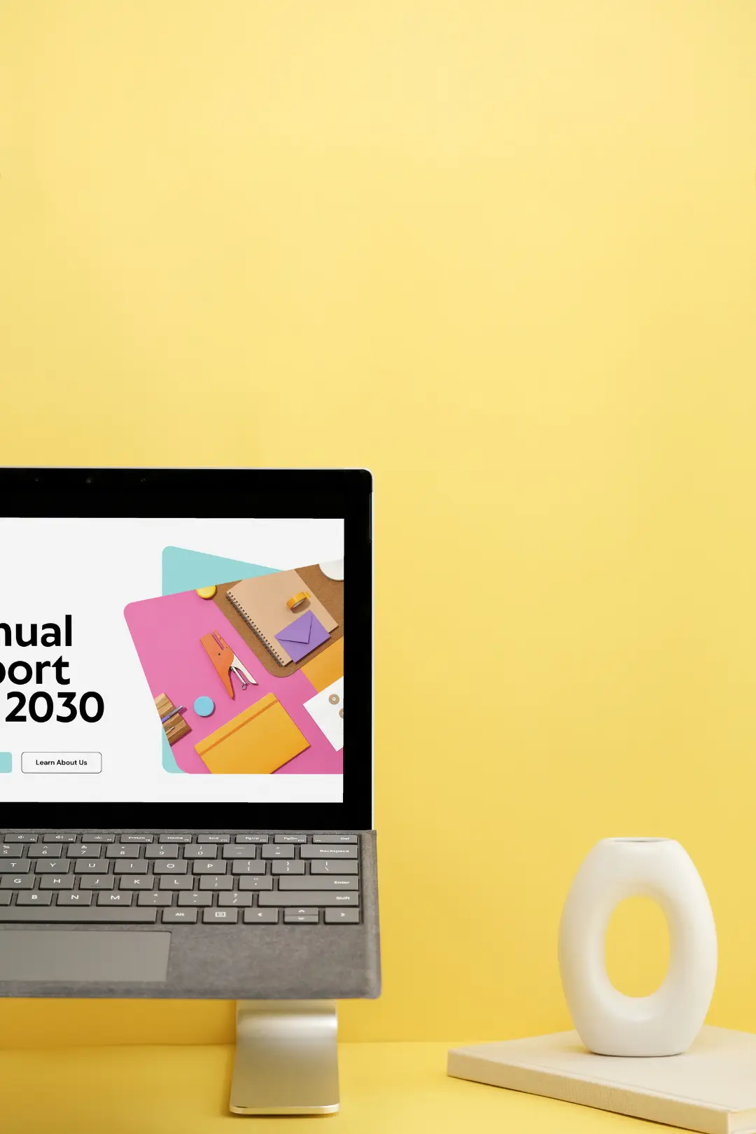 Mockup of a colorful web design layout displayed on a desktop screen