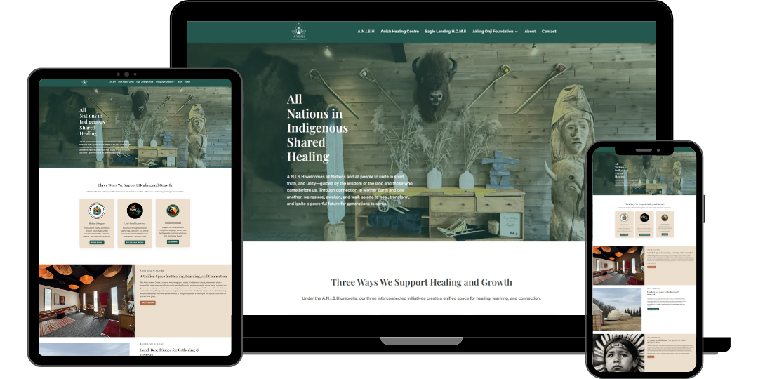 ANISH Case Study Image Website design for Winnipeg-based siding company Pinessee Exteriors shown across devices